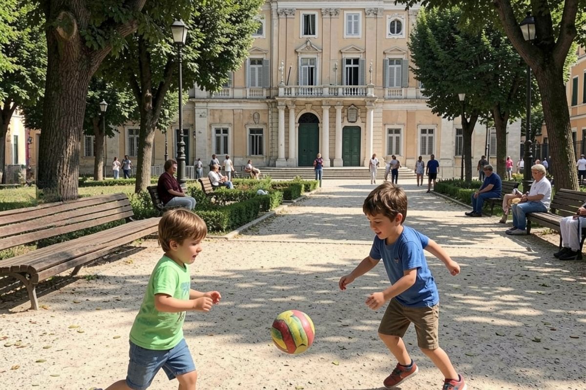 Bambini che giocano nel Parco della Rimembranza a Trani